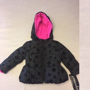 Rothschild Girls' Flocked Rose Puffer Coat
